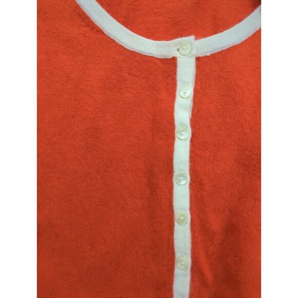 Talbots Petites Orange Cream Half Button Lambswool Angora Cashmere Sweater Large - Picture 4 of 6